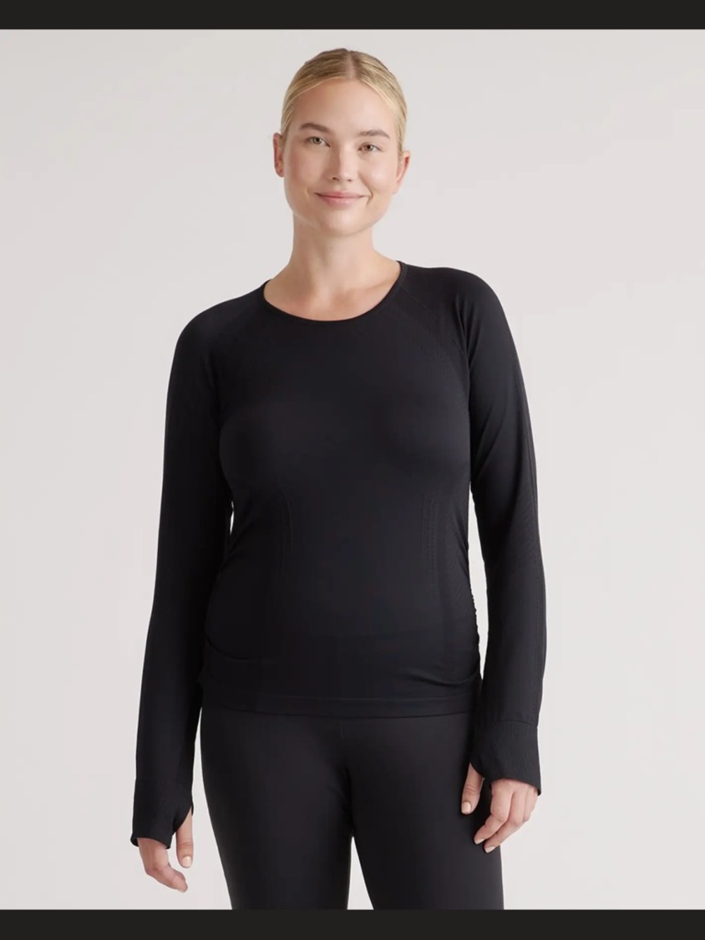 Quince Black Long-Sleeve Crewneck Active Top